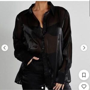 Meshki Black Sheer Button-Down Shirt